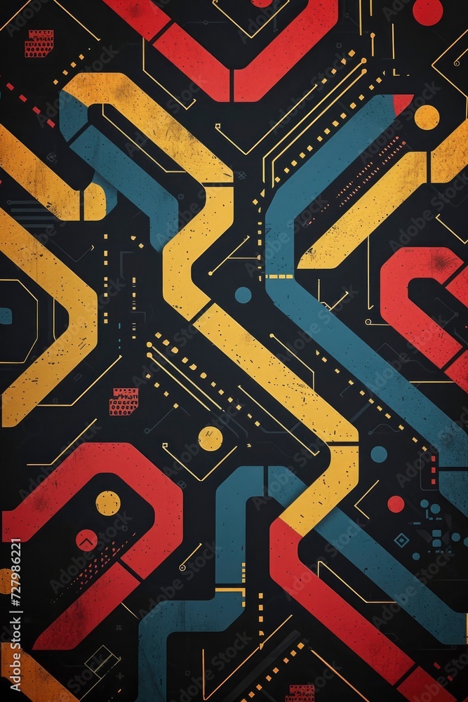 Poster repetitive dark background pattern for a website dedicated to retro logic puzzle and strategy game d