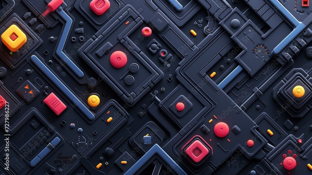 Poster repetitive dark background pattern for a website dedicated to retro logic puzzle and strategy game d