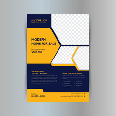 Real estate flyer design, modern home for sale, A4 template
