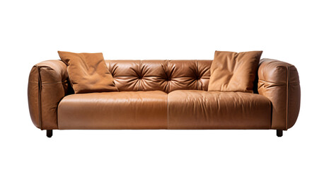 a brown couch with pillows - Powered by Adobe