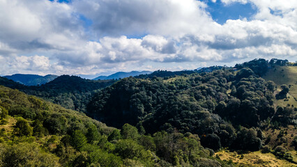 Naklejka premium Aerial Dron View from mountains in San Joaquín, pueblo magico