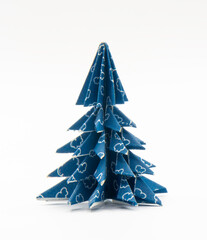 Christmas tree made of blue paper