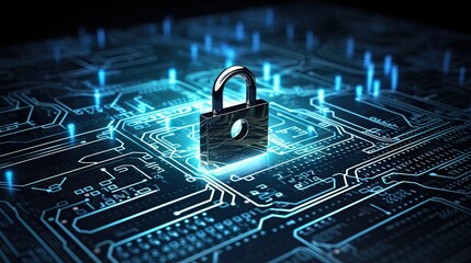 A panoramic banner featuring a padlock on a keyboard, symbolizing computer security and cybersecurity. Protect your data and privacy with this impactful image