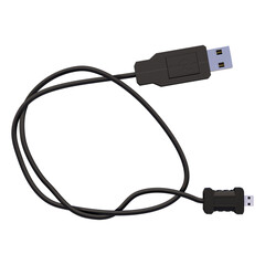 Realistic usb cable isolated on transparent background.fit element for electronic scenes project.