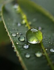 water drops on leaf