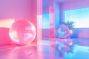 3d of a room holographic, fine gloss
