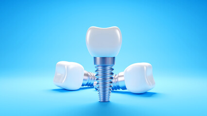 dental implant and dental inspection teeth. Medical dentist tool,3D render