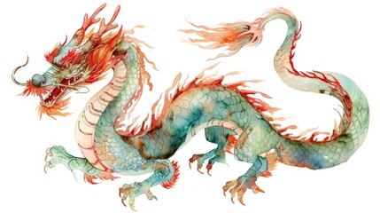 To commemorate the Lunar New Year, a watercolor Chinese dragon is skillfully portrayed in a manga-style artwork