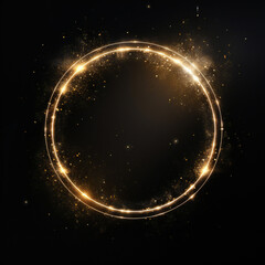Fototapeta premium Abstract golden light circle lines effect on black background