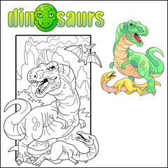 prehistoric predatory dinosaur tyrannosaurus, design illustration - 727990894