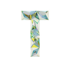 Low Poly 3D Letter T in Multicolored fractal glass