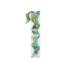 Low Poly 3D Number 1 in Multicolored fractal glass