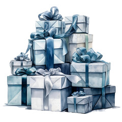 blue gift boxes on white background