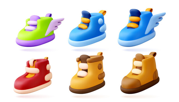 3D icon of kids shoes.