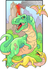 prehistoric predatory dinosaur tyrannosaurus, design illustration - 727991831