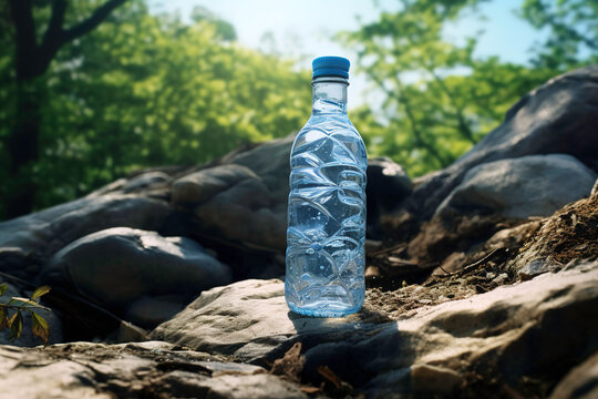 image of a water bottle with a nature background