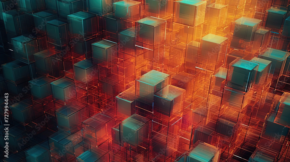 Poster Abstract background with structure of cubes. Colorful cubes texture for technology backdrop