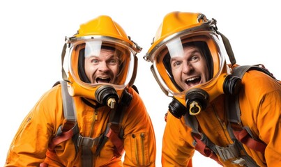 Portrait of two male firefighters