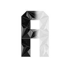 Low Poly 3D Letter A in Black & White Vertical