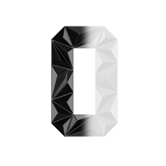 Low Poly 3D Letter/Number O in Black & White Vertical