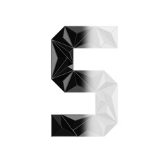 Low Poly 3D Letter S in Black & White Vertical