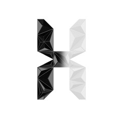 Low Poly 3D Letter X in Black & White Vertical