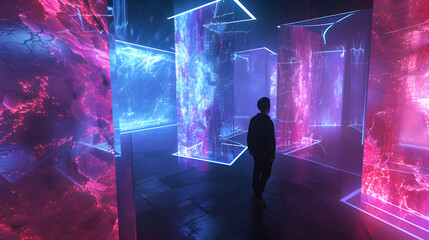 Abstract Art Gallery With Interactive Light