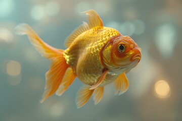 Goldfish Swimming in an Aquarium, Fish Tank, Animal and Pet Shop Backdrop, Underwater Background, Freshwater Wallpaper