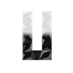 Low Poly 3D Letter U in Black & White Horizontal