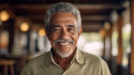Obraz premium latin senior man portrait looking at camera outdoors in the street, hispanic adult people