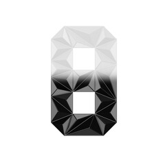 Low Poly 3D Number 8 in Black & White Horizontal