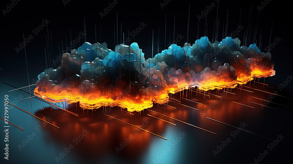 Poster Cloud shaped technology abstraction. Connection and data storage concept