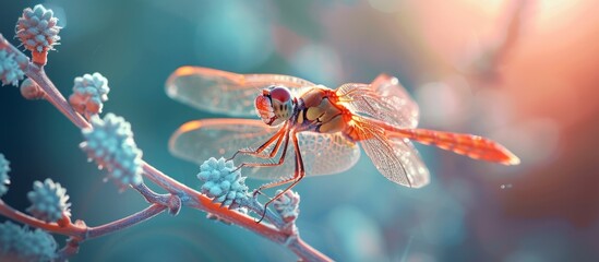 Exquisite Detail: Enchanting Dragonfly Perched on Pristine Branch Exemplifies Detail, Dragonfly, Branch