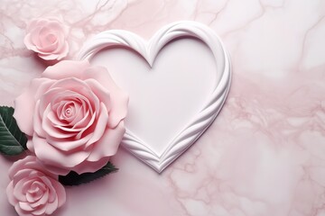 pink rose and heart with a space