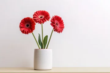 Foto op Canvas two red gerbera flowers in a vase © Graphsquad