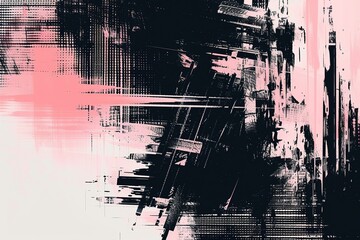 Glitchy Grunge Fusion: Explore the intersection of glitch and grunge with this distorted shape vector overlay background, red and blackand glitched shapes adorned with a captivating noise effect - obrazy, fototapety, plakaty