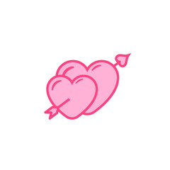 Light Pink Heart and Cupid's Arrow Vector Design