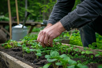 Gardening Enthusiast Tending to Seedlings