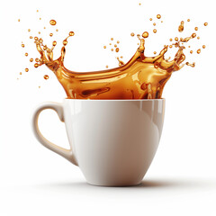 Side view coffee splash, Isolate on white background - Generative AI
