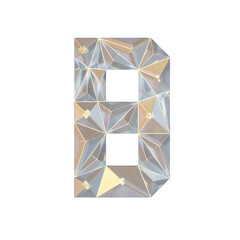 Low Poly 3D Letter B in pearl white glass