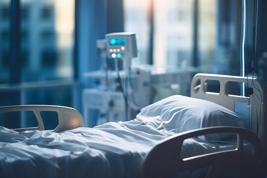interior of a hospital - an empty hospital bed
