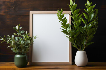 Transform your living space into a canvas for creativity. Picture an empty frame in a simple mockup, providing a versatile space for you to express your unique style in a minimalist environment.