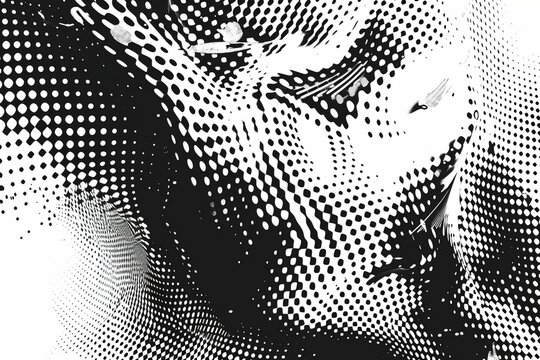 Dynamic Grunge Canvas: Experience the dynamic interplay of glitched shapes and textures on a vector overlay background, enhanced with a screen print texture in timeless black and white