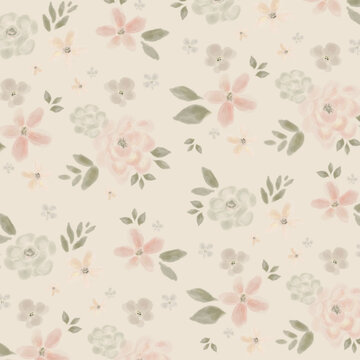 seamless pattern floral flower blossom leaves illustration nature © Rian