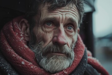 unhappy and distressed homeless old man