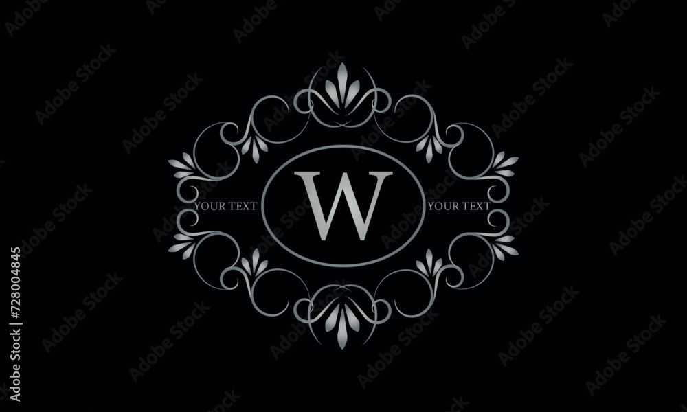 Wall mural Logo design for hotel, restaurant and others. Monogram design with luxury letter W on dark background