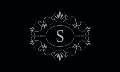 Logo design for hotel, restaurant and others. Monogram design with luxury letter S on dark background