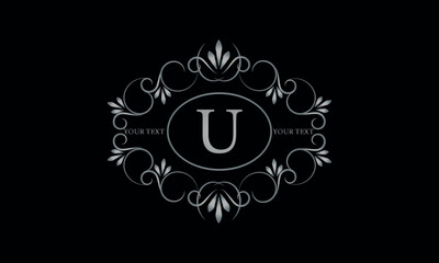 Logo design for hotel, restaurant and others. Monogram design with luxury letter U on dark background