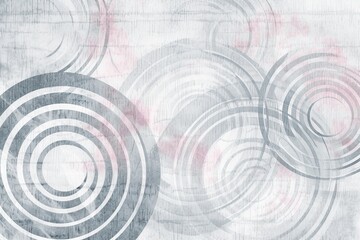 Vintage Grunge Circles: White and Grey Abstract Background with Pink Circle Rings in Faded Distressed Vintage Grunge Texture Design, Old Geometric Pattern Paper in Modern Art Design