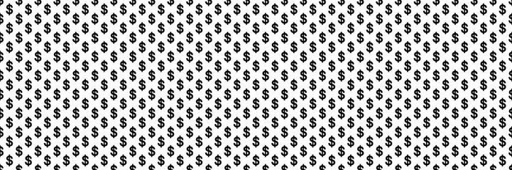 horizontal black halftone of dollar currency sign design for pattern and background.